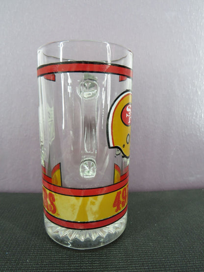 Vintage San Francisco 49ers Beer Mug Stein Tall Glass 1980s NFL