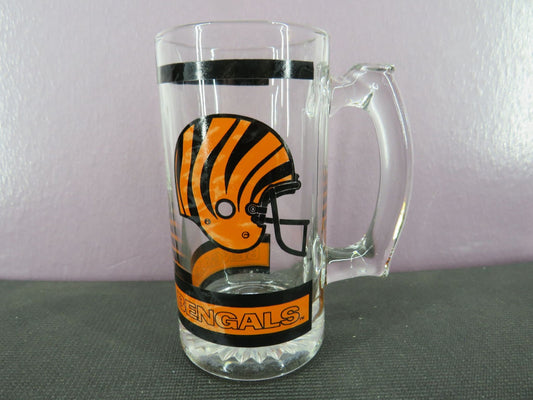 Vintage Cincinnati Bengals Beer Mug Stein Tall Glass 1980s NFL