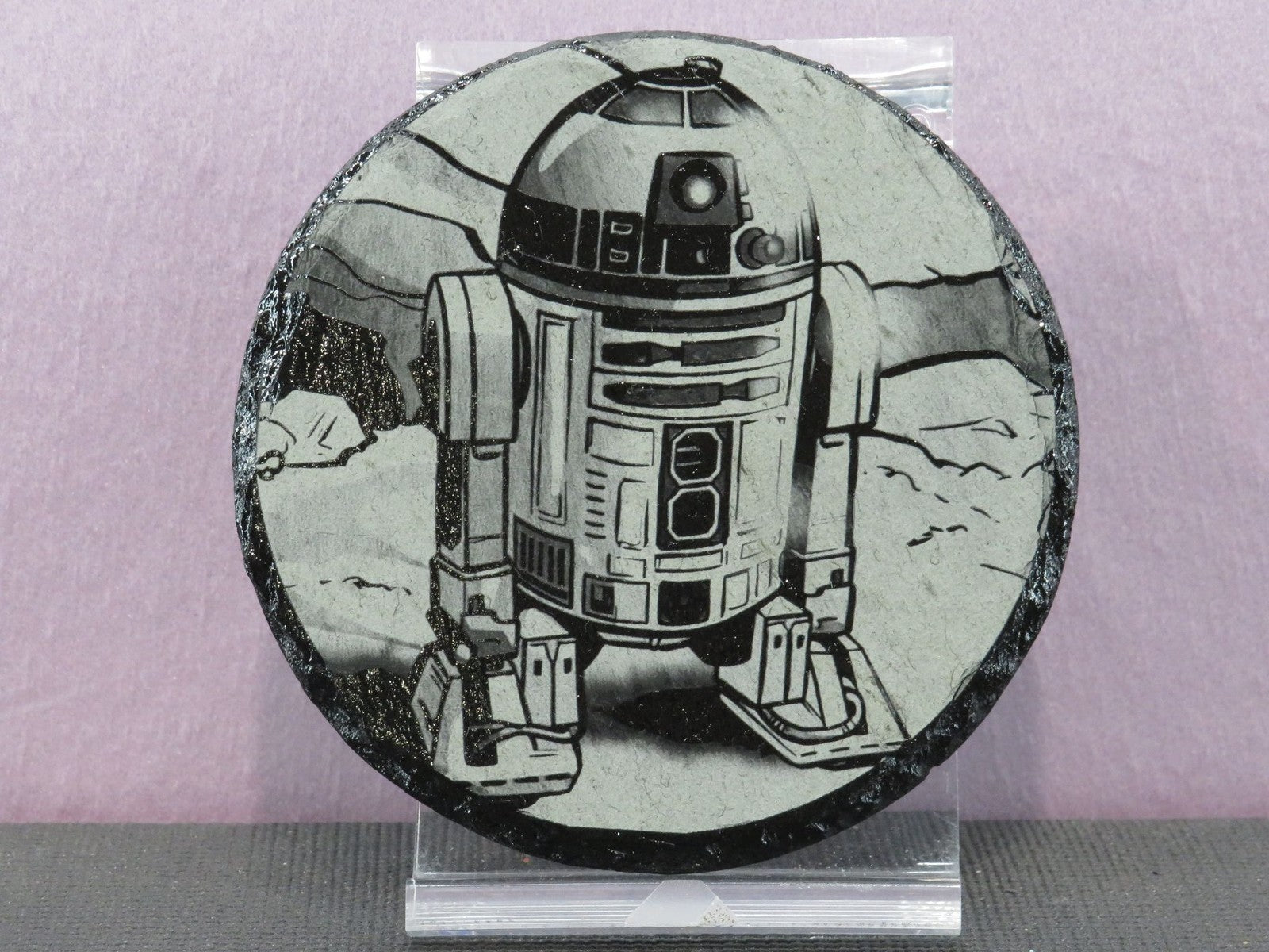 Laser Engraved Round Slate Coaster - SW13