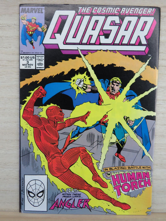 Quasar #3 Mid Nov 1989 The Cosmic Avenger - Marvel Comic -Human Torch Appearance