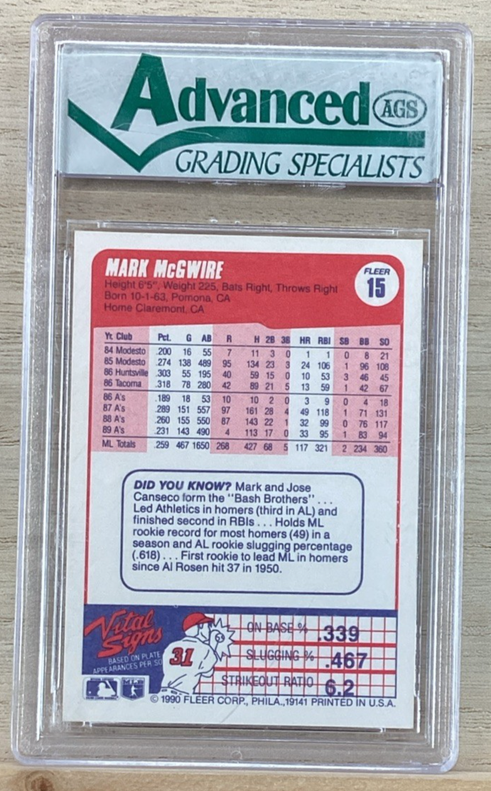 1990 Fleer Canadian - Mark McGwire #15 - Graded