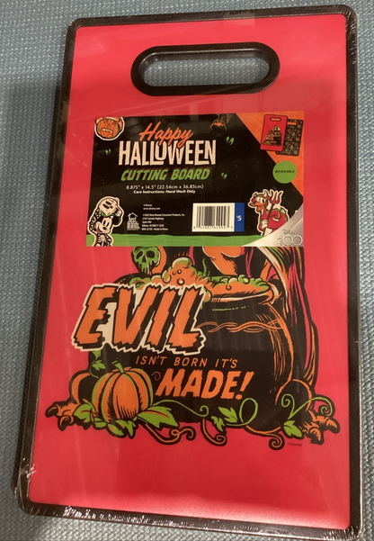Happy Halloween "EVIL ISN'T BORN IT'S MADE" Disney Cutting Board