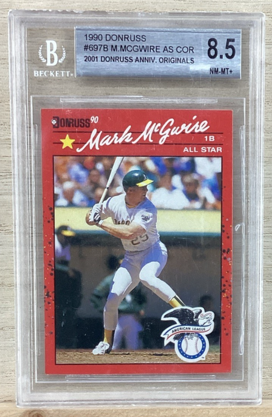 1990 Donruss - Mark McGwire #697 - Beckett 8.5 NM-MT