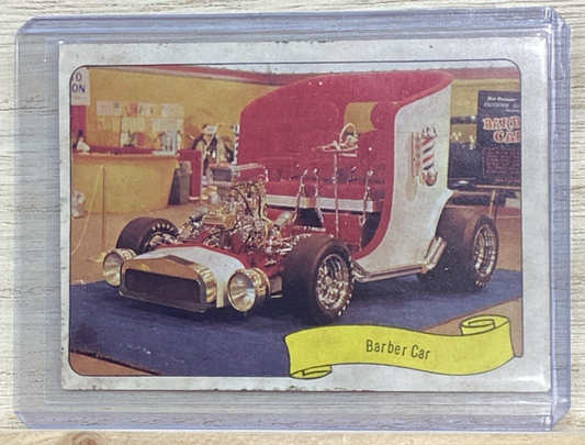 1974 Fleer Sticker Card - Barber Car - GEORGE BARRIS KUSTOM CARS
