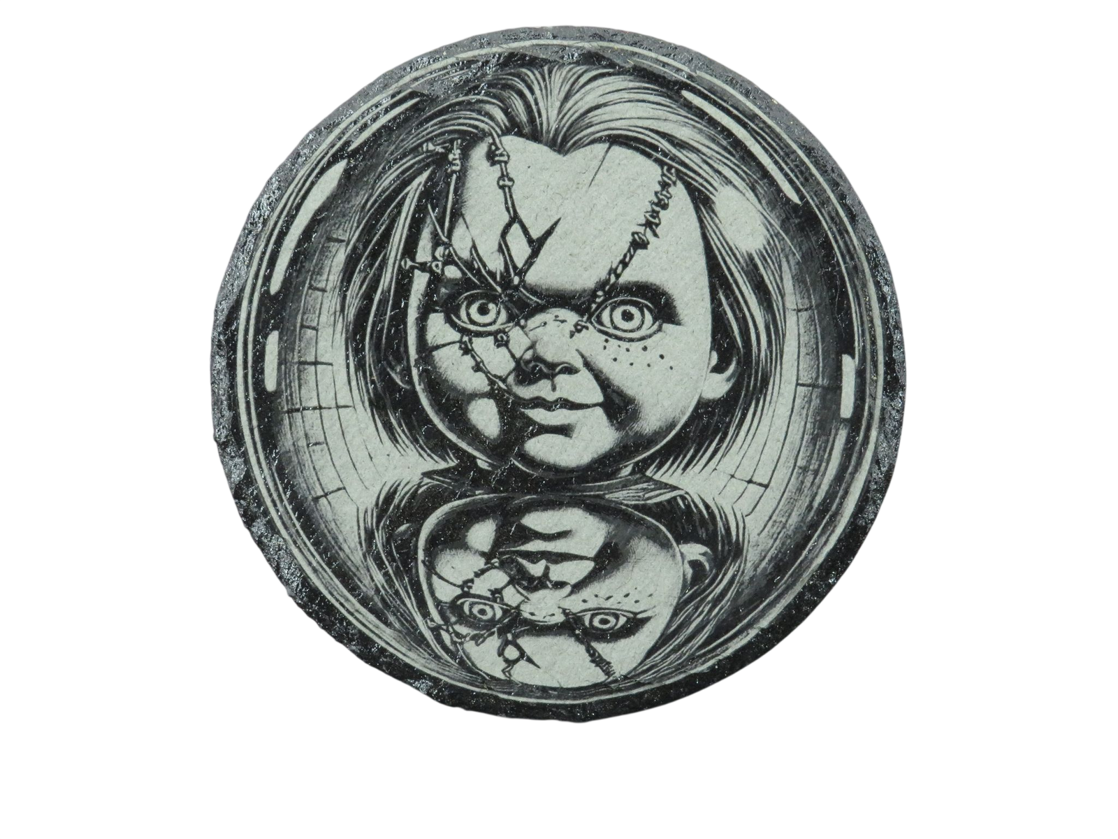 Laser Engraved Round Slate Coaster - CH1