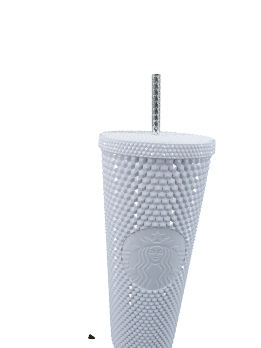 Starbucks Tumbler 24oz White Studded Cold Drink Cup w/Reusable Straw