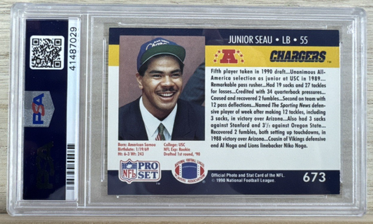 1990 PRO SET - JUNIOR SEAU #673 - PSA 8.5