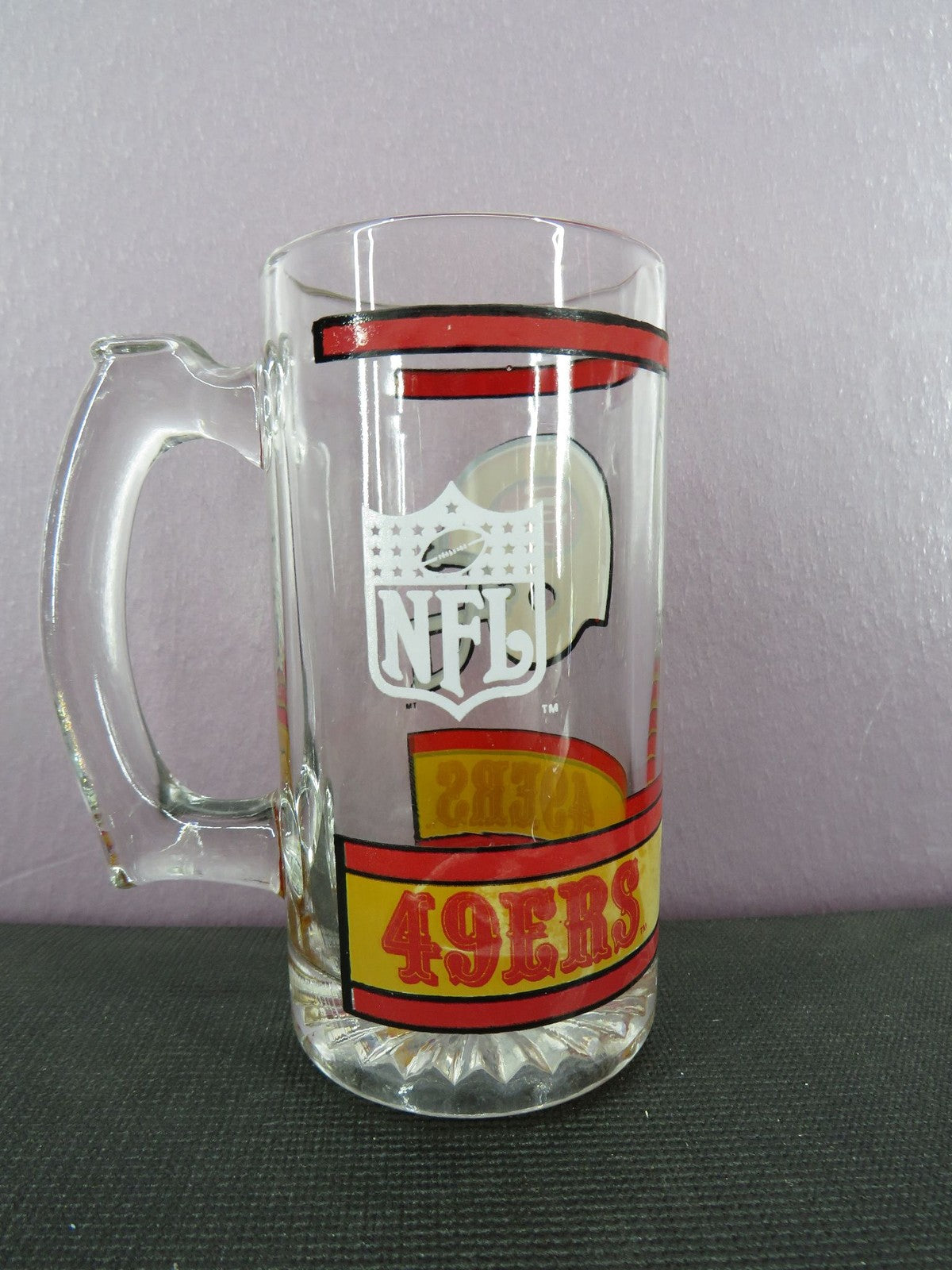 Vintage San Francisco 49ers Beer Mug Stein Tall Glass 1980s NFL