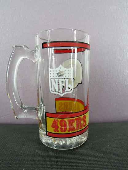 Vintage San Francisco 49ers Beer Mug Stein Tall Glass 1980s NFL