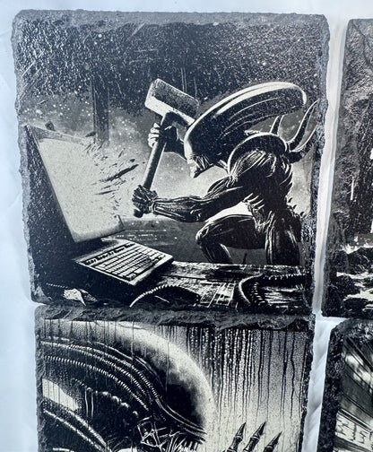 Slate Coaster Set Of 4 - Alien