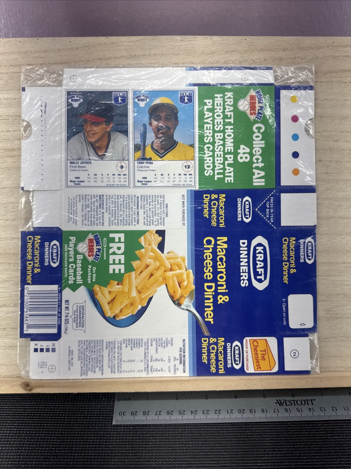 1987 Kraft Home Plate Heroes Never Folded Panel - Wally Joyner Tony Pena0