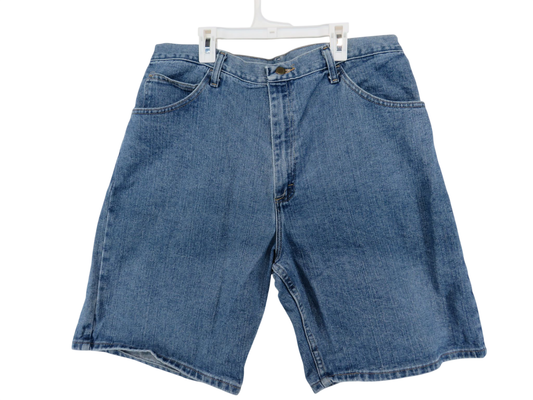 Wrangler Jeans Shorts Mens 38 Relaxed Fit Blue Denim Classic Five Pocket Casual