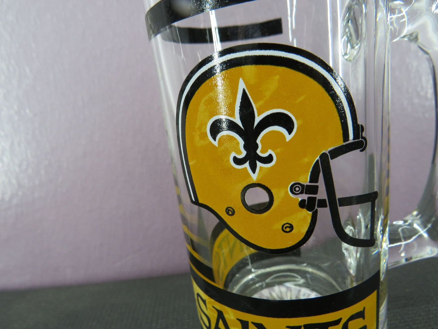 Vintage New Orleans Saints Beer Mug Stein Tall Glass 1980s NFL