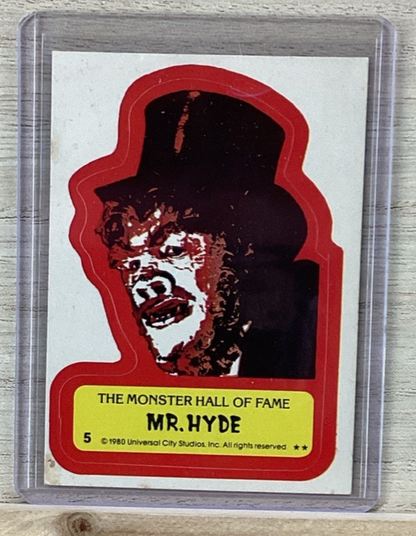 1980 Universal City Studios Hall of Fame Sticker Card - Mr. Hyde #50