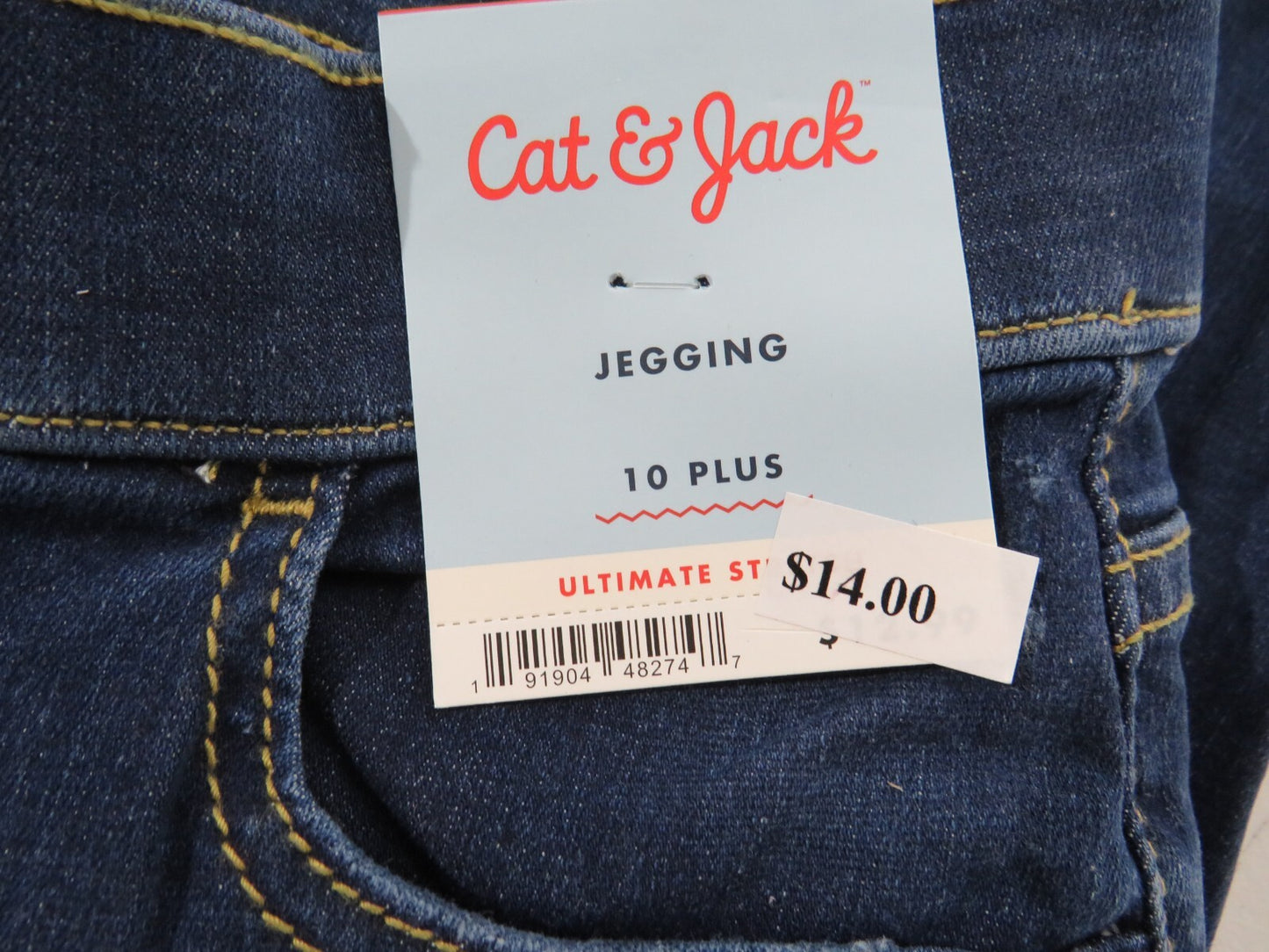 CAT & JACK Girl’s Mid-Rise Pull-On Denim Stretch Jeggings Size 10 Plus