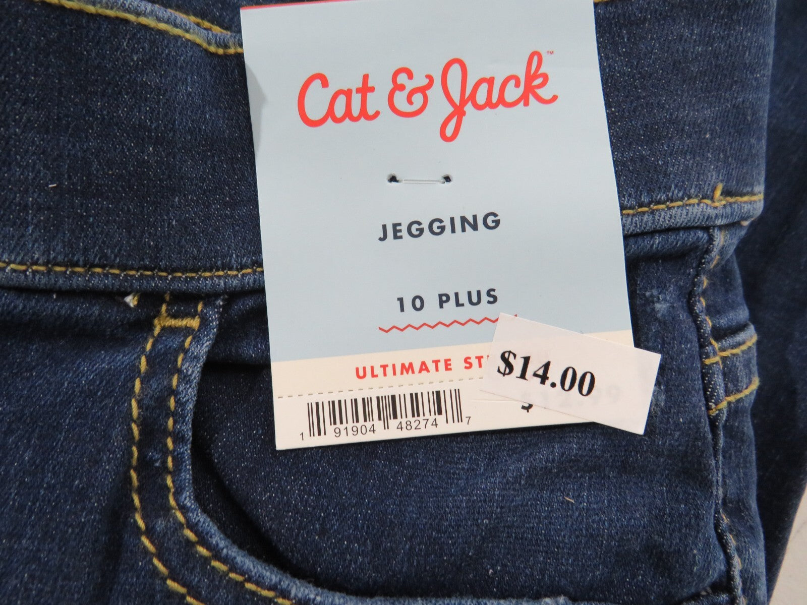 CAT & JACK Girl’s Mid-Rise Pull-On Denim Stretch Jeggings Size 10 Plus
