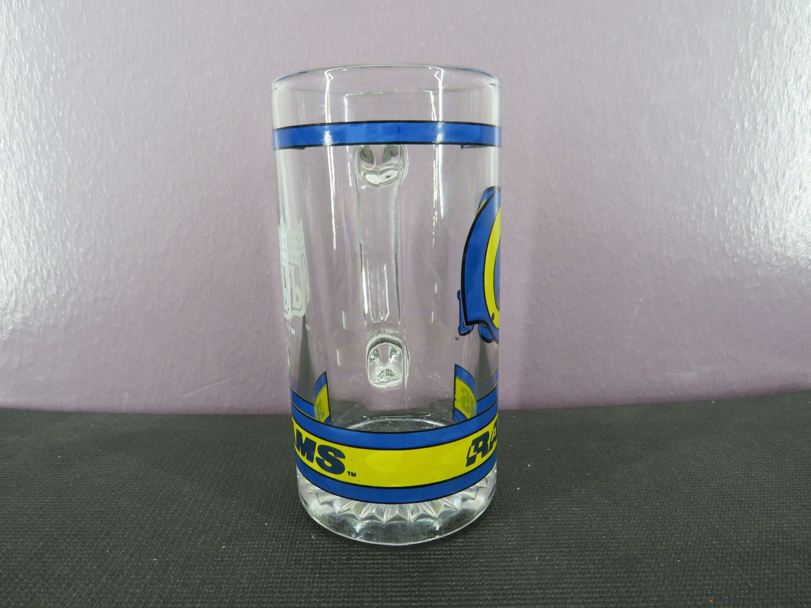Vintage Los Angeles Rams Beer Mug Stein Tall Glass 1980s NFL