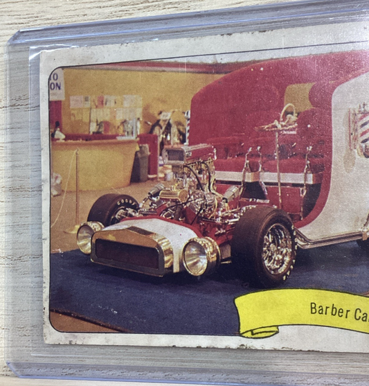 1974 Fleer Sticker Card - Barber Car - GEORGE BARRIS KUSTOM CARS