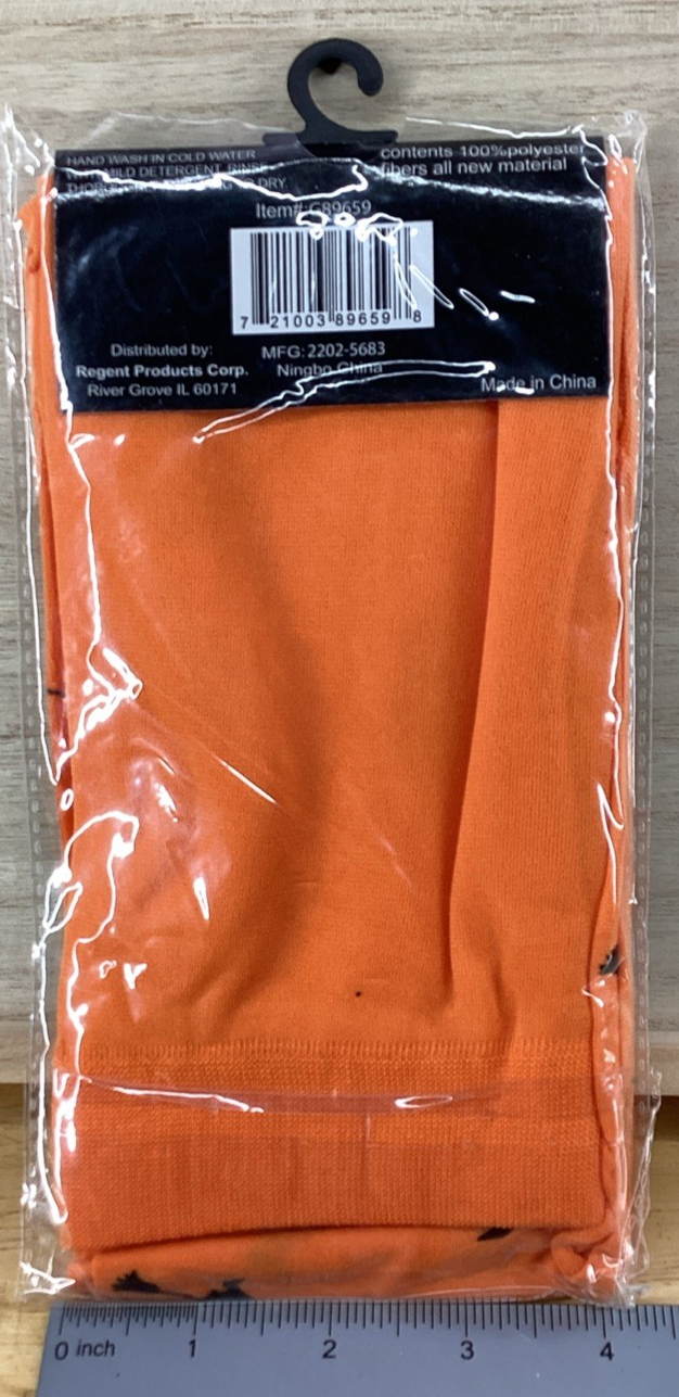 Orange With Black Witches On A Broom Print Tights1