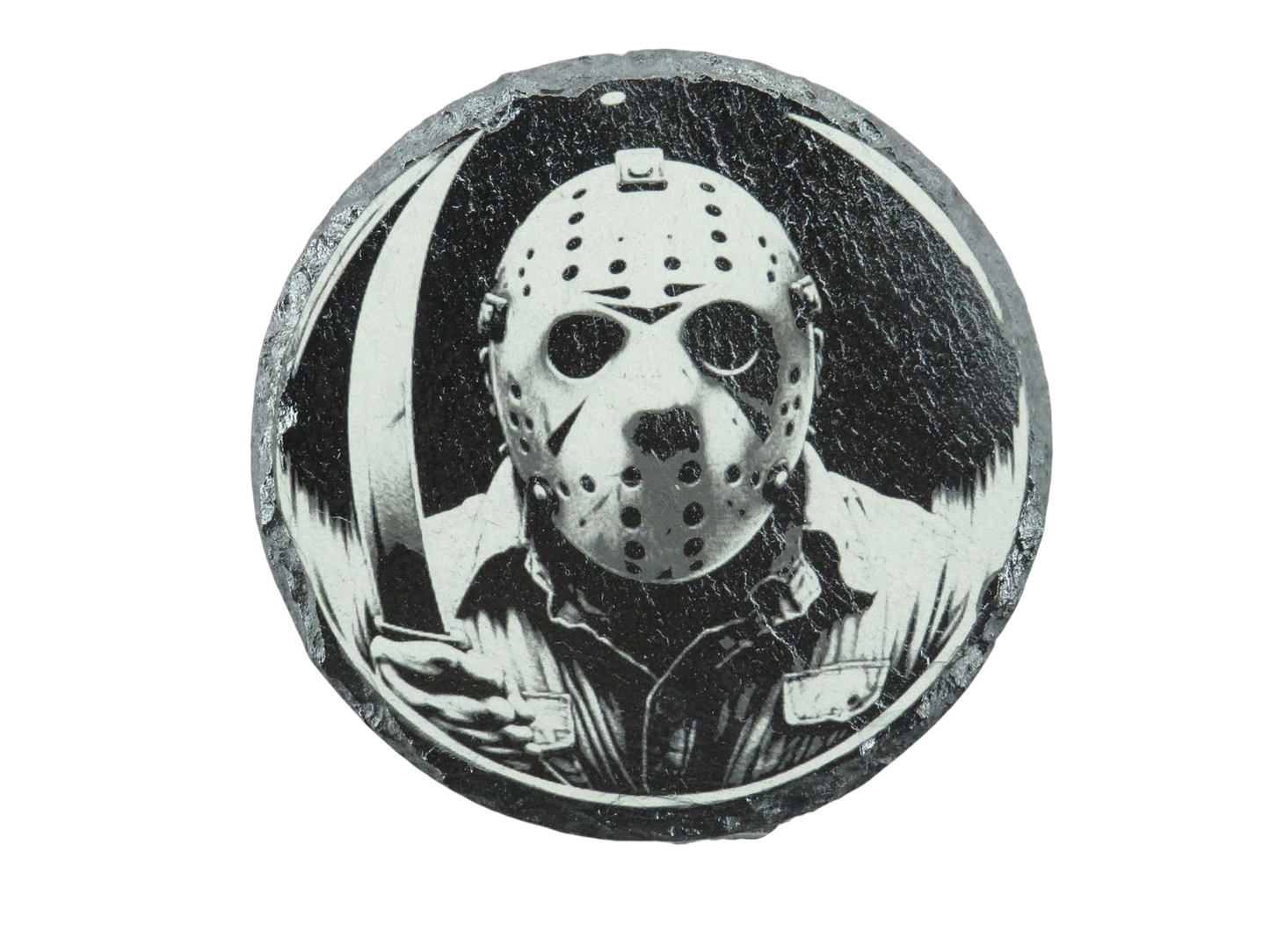 Laser Engraved Round Slate Coaster - J3