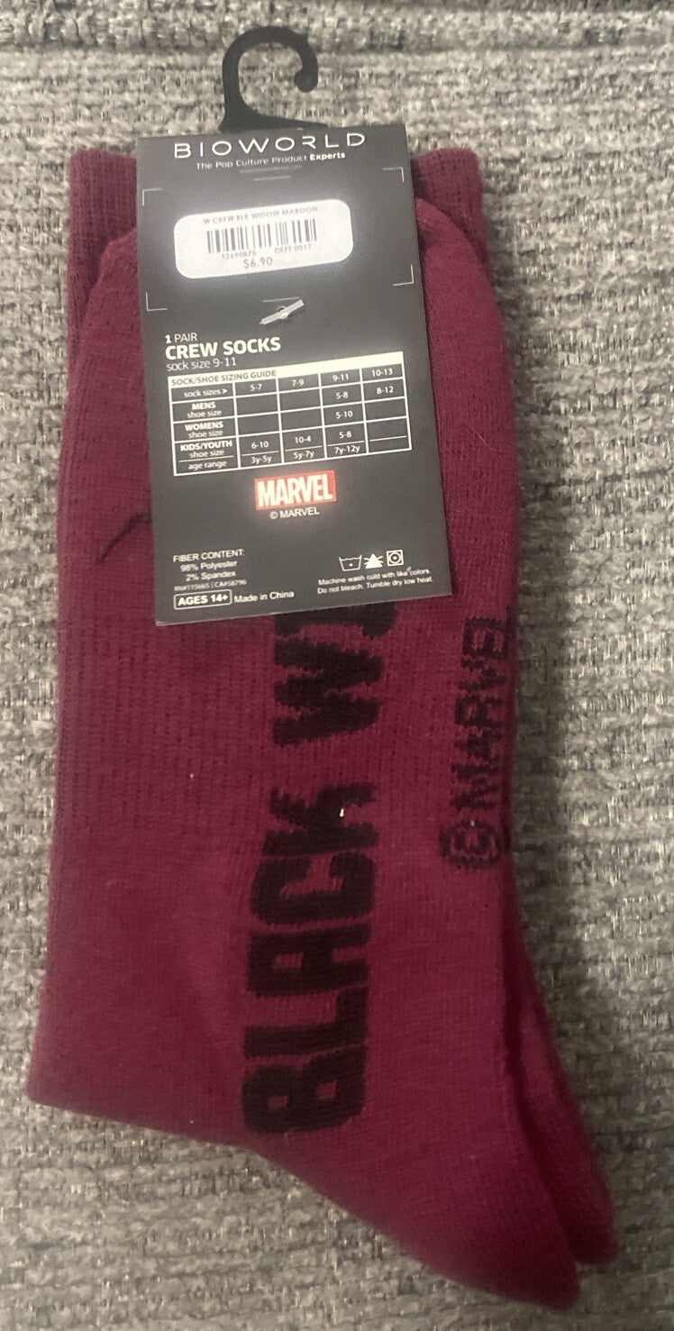 MARVEL BLACK WIDOW WOMENS CREW SOCKS
