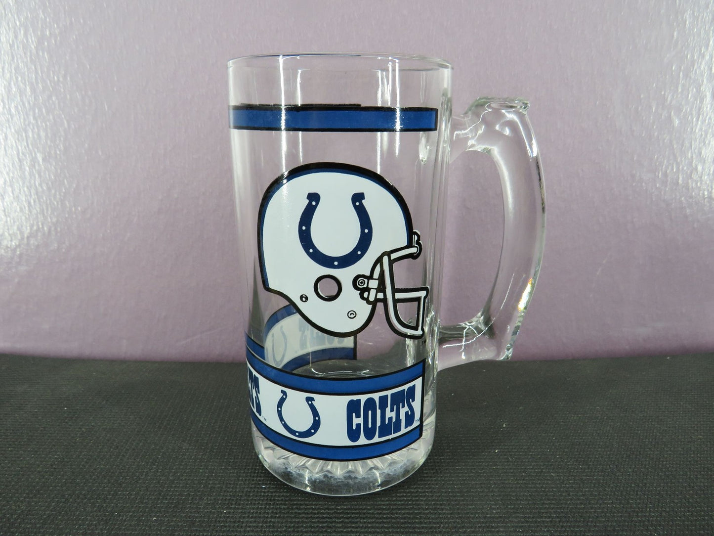 Vintage Indianapolis Colts Beer Mug Stein Tall Glass 1980s NFL
