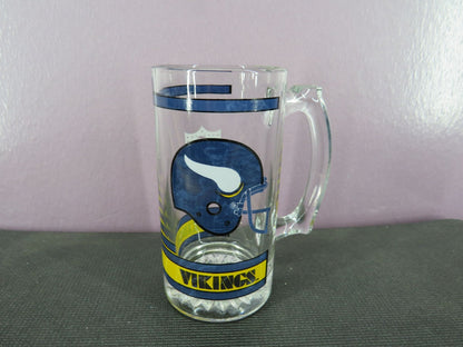 Vintage Minnesota Vikings Beer Mug Stein Tall Glass 1980s NFL