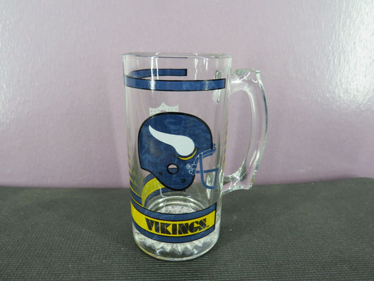 Vintage Minnesota Vikings Beer Mug Stein Tall Glass 1980s NFL