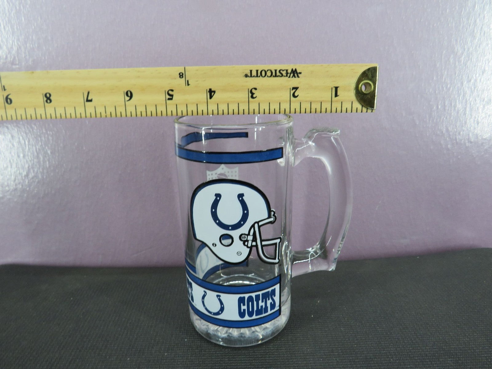 Vintage Indianapolis Colts Beer Mug Stein Tall Glass 1980s NFL