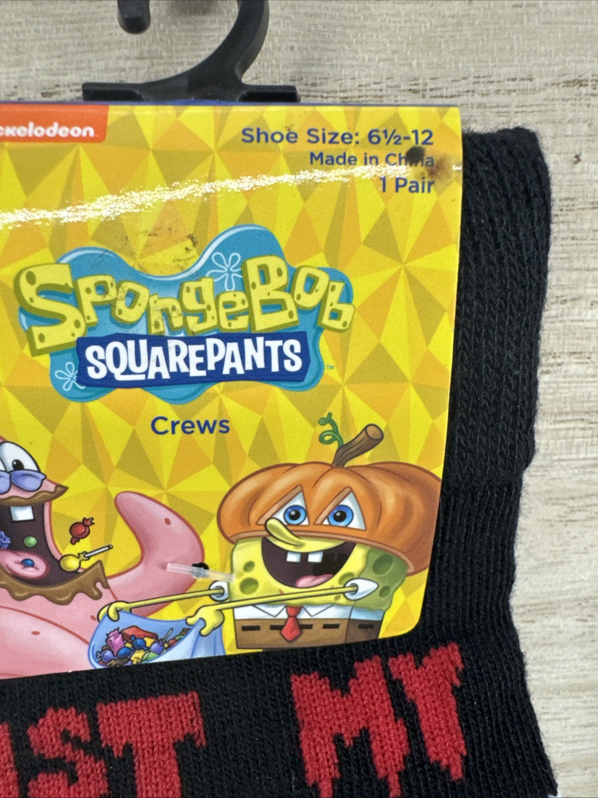 Spongebob Squarepants Just My Type Socks - Shoe Size 6.5-12