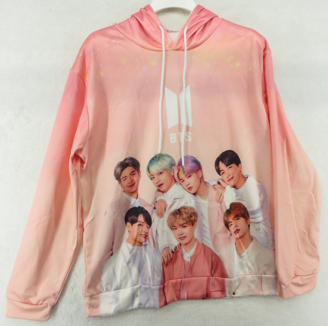 BTS Peach/Pink Color Long Sleeve Hoodie - Size Medium