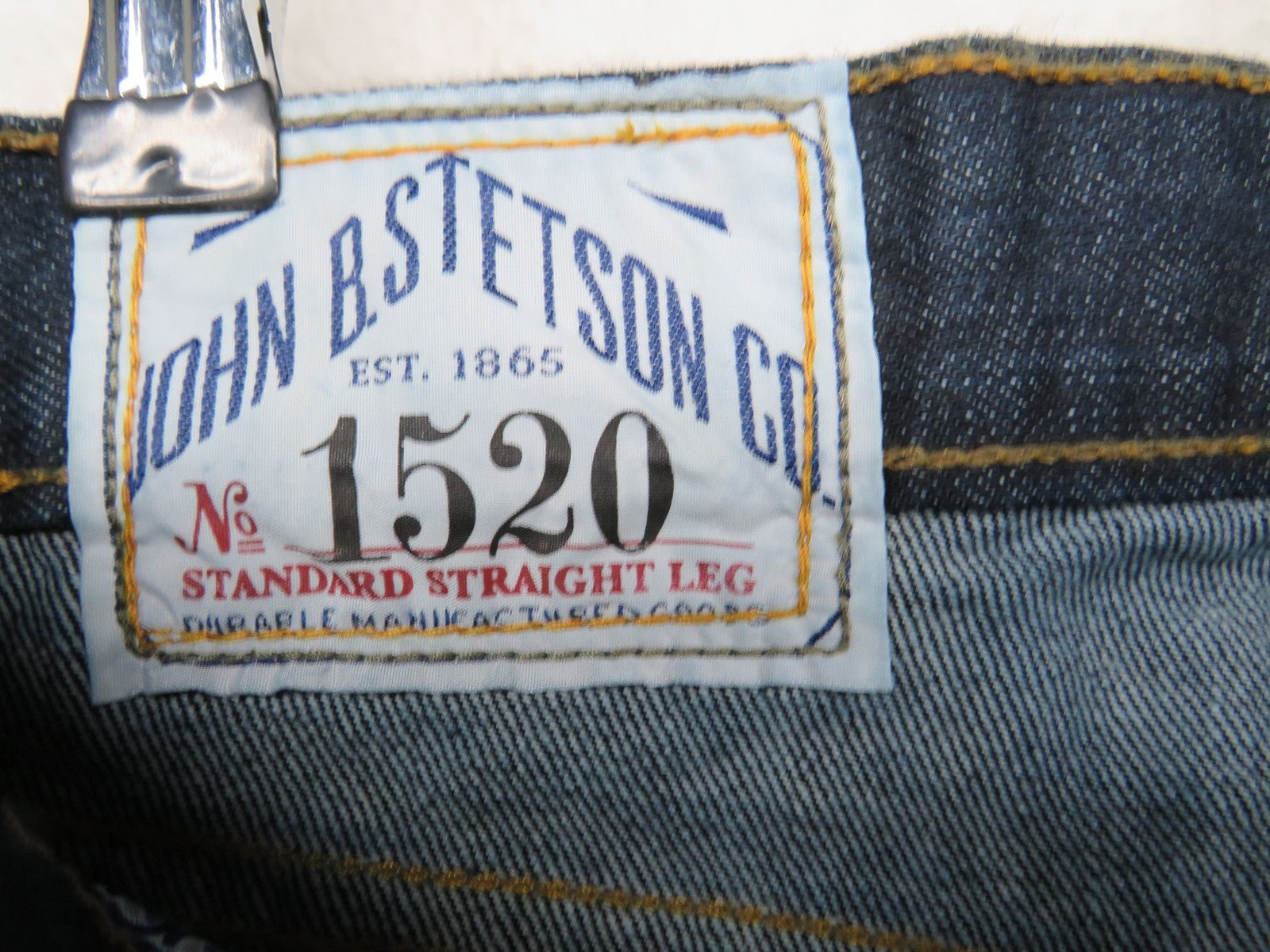 John B Stetson Jeans Men's W30 L36 Standard Straight Leg Indigo Work Denim 1520