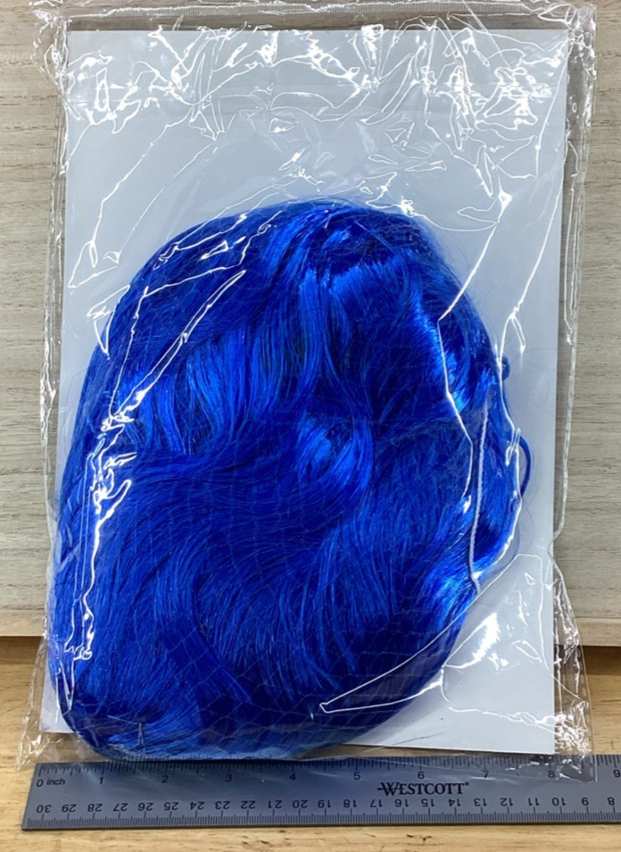 Halloween Long Mermaid Wave Hair Wig With Bangs - Blue1