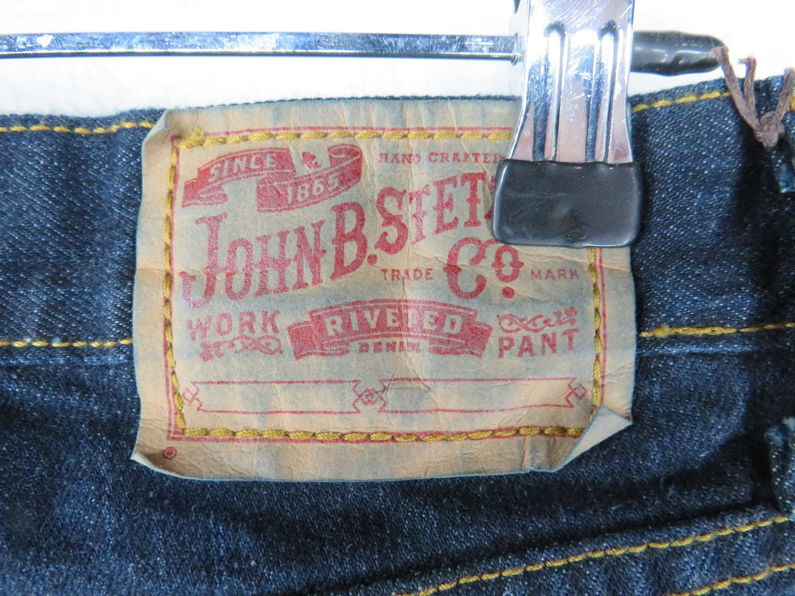 John B Stetson Jeans Men's W30 L36 Standard Straight Leg Indigo Work Denim 1520