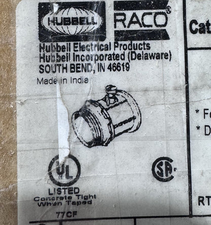 Hubbell Raco 2603 Connectors 3/4"  Set Screw Type- For EMT (Lot of 10) Zinc