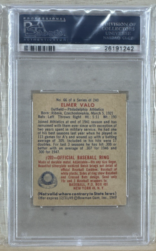 1949 Bowman - Elmer Valo #66 - PSA 3