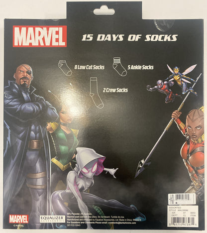 Marvel 15 Days of Socks Kids Medium Shoe Sz 9 - 2 1/2