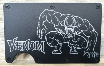 Metal Wallet - Laser Engraved - V - RFID Blocking