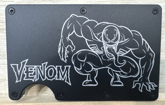 Metal Wallet - Laser Engraved - V - RFID Blocking