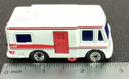1999 Matchbox - Canyon Base Series Truck Camper Van White w/Black & Red Stripes
