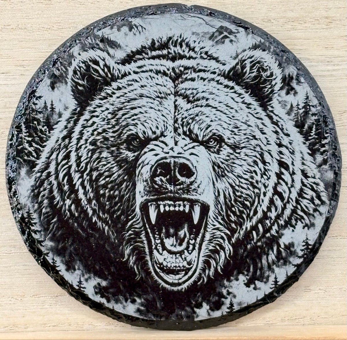 Slate Coaster - Roaring Bear