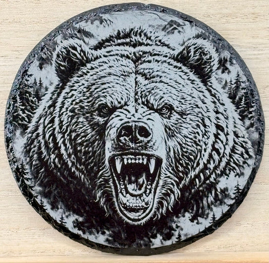 Slate Coaster - Roaring Bear